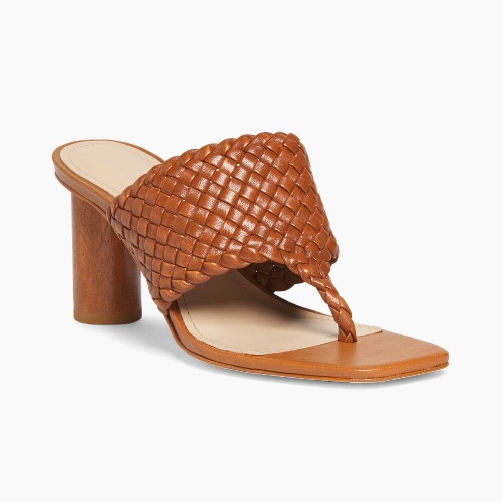 New, beautiful Women's Cognac Woven Heeled Sandals